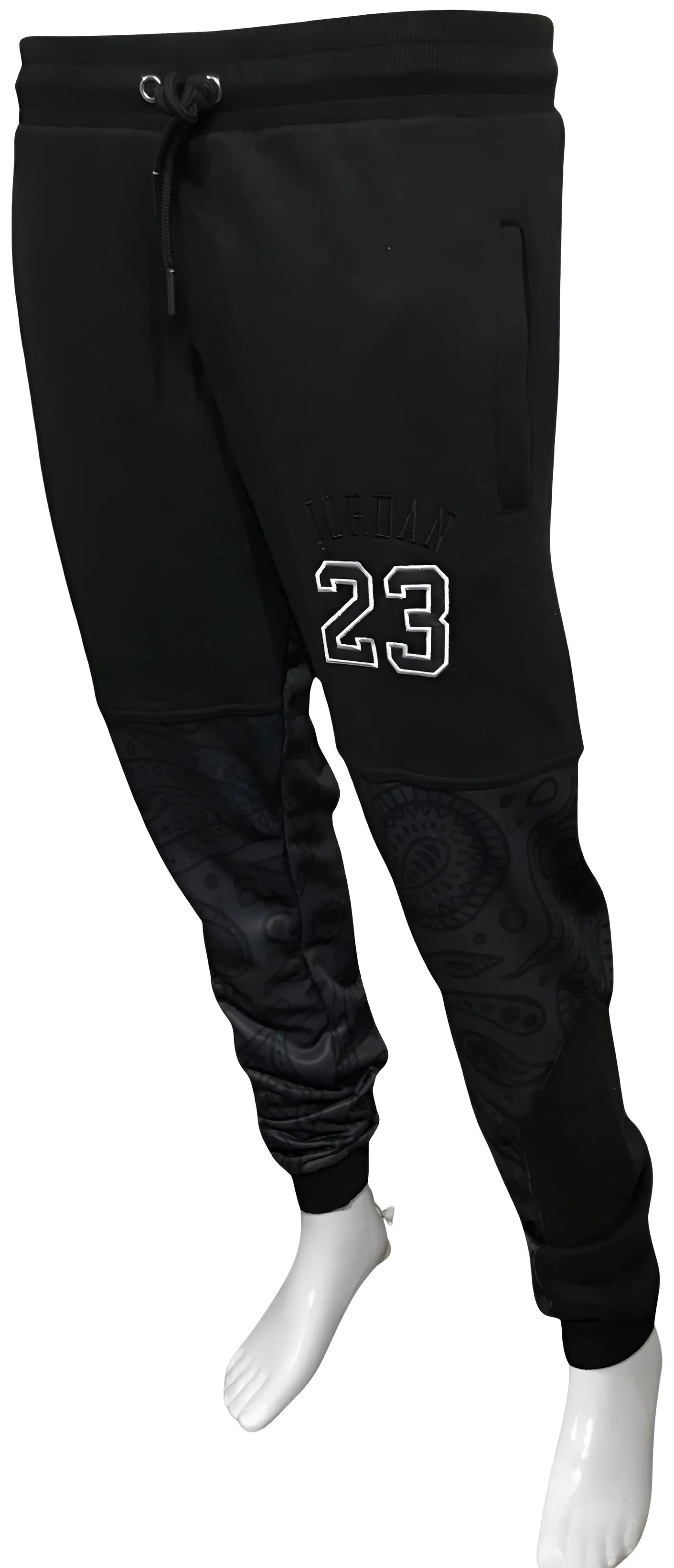 ^23 TRIPLE BLACK^ LUXURY BANDANA JOGGER SWEATPANTS (CUT & SEW)(EMBROIDERED LOGOS)