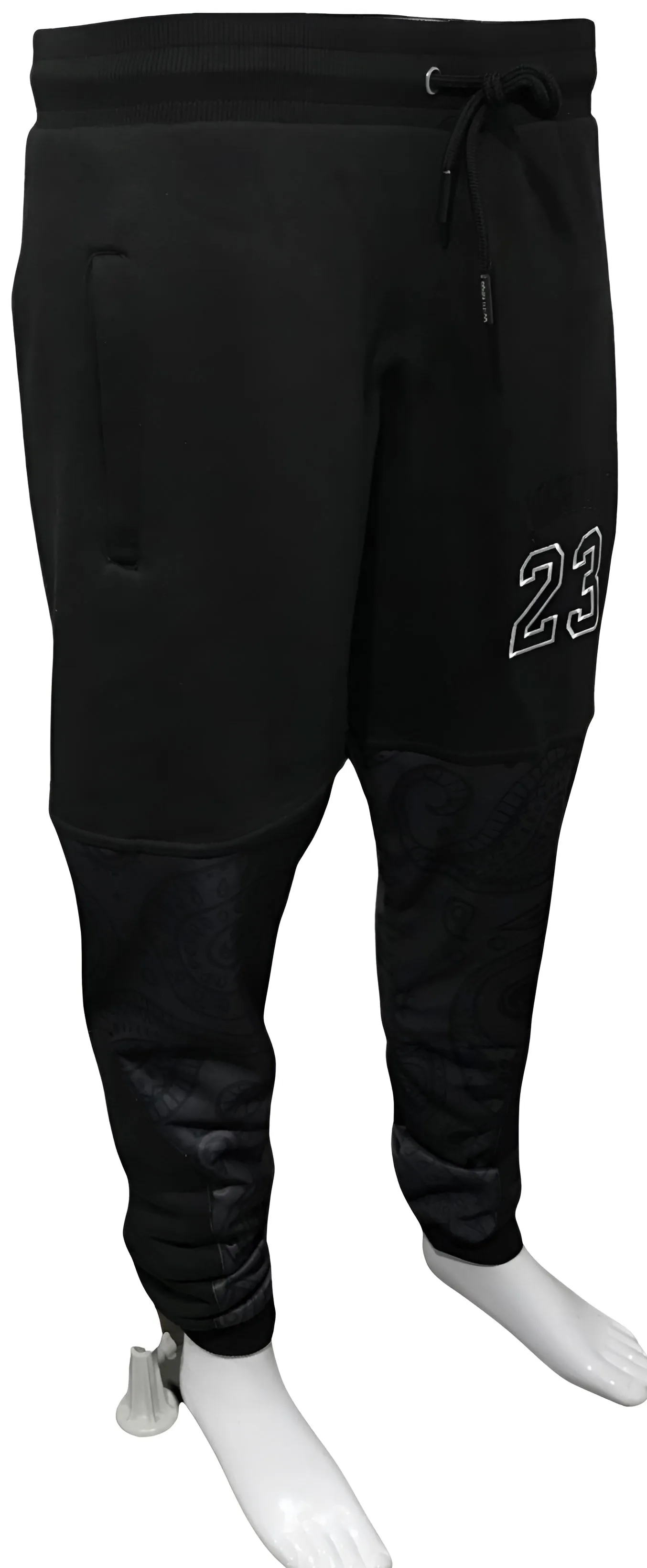 ^23 TRIPLE BLACK^ LUXURY BANDANA JOGGER SWEATPANTS (CUT & SEW)(EMBROIDERED LOGOS)