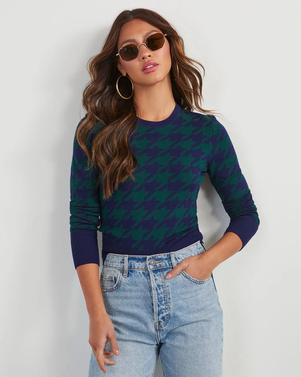 Chantal Houndstooth Pullover Sweater