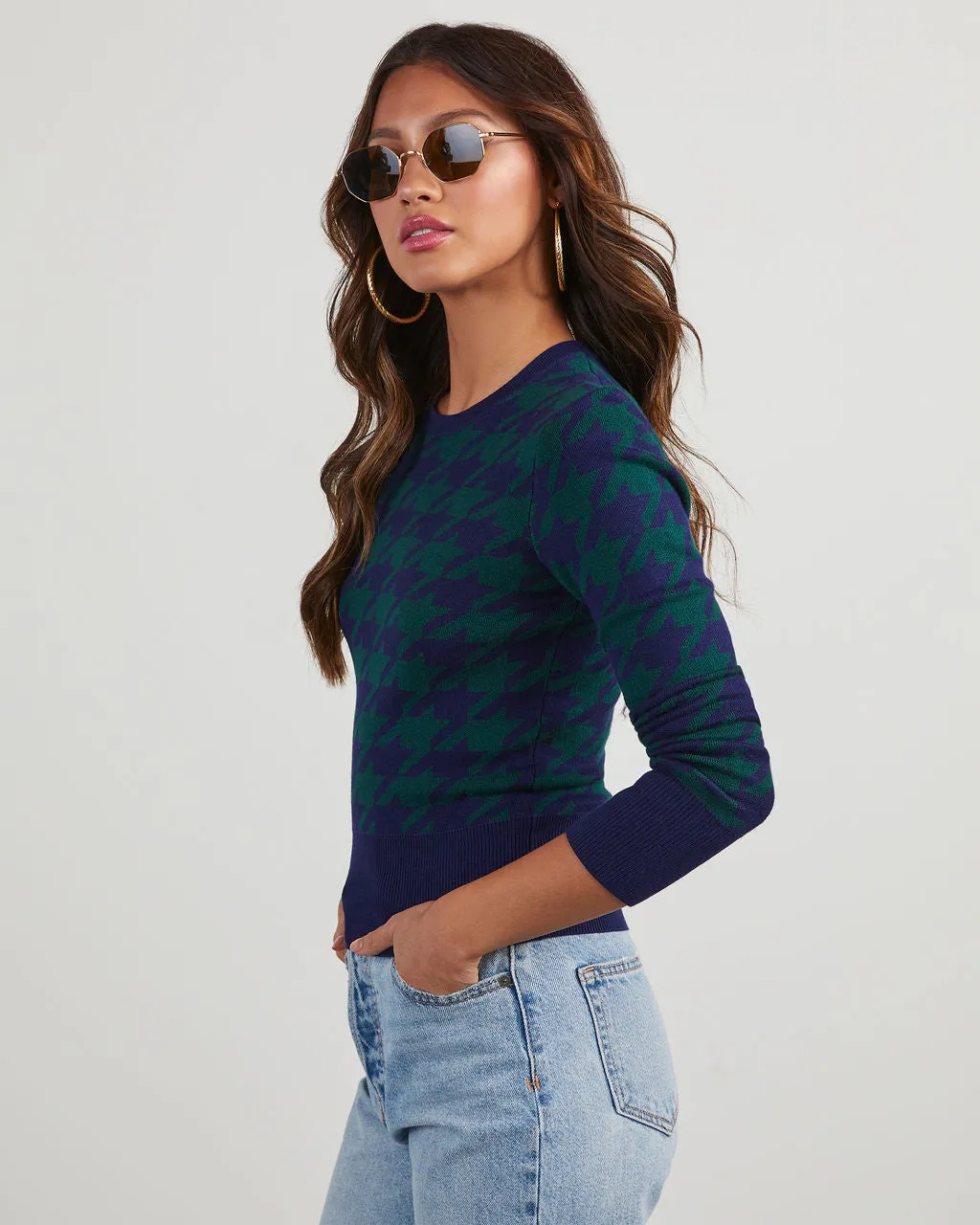 Chantal Houndstooth Pullover Sweater