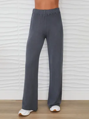 Italian Viscose Knit Flared Pant - Charcoal