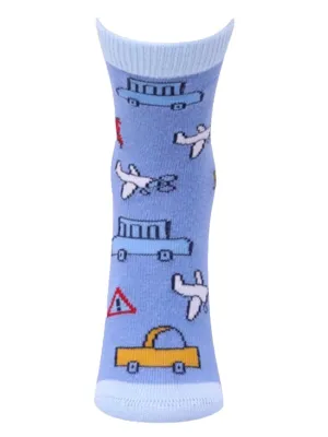 Kids Ankle Length Socks:Fly High:Blue