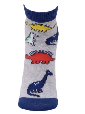 Kids Ankle Length Socks:My Dino:Grey