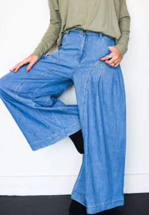 Sadie Pleated Wide Leg Denim