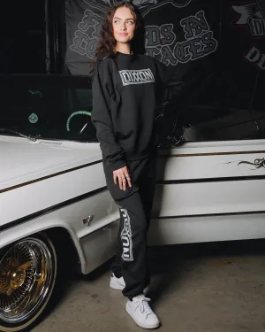 Women's Pinstripe Sweatpants - Black & Gray